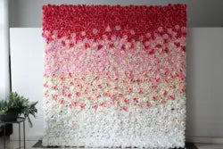 Custom 3D White Plastic Fabric Handmade Artificial Rose Flower Wall Wedding Mother's Day Background Decoration - CB-035 / 40*60cm(15.75*23.62in)