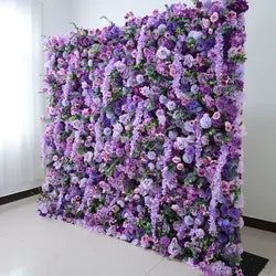 Roll up Fabric Artificial Flower Wall Oem Luxurious Artificial Flowers Wall Panels Backdrop 8ftx 8ft Decoration for Wedding Home - 01 / 1m*1m(3.28ft*3.28ft)