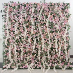 F198 Luxury Restaurant Wall Backdrop Decor Burgundy Flower Mat Artificial 3D 5D Red Faux Silk Rose Flower Wall for Wedding Event - 8ft x 8ft , 4ft x 8ft , 10ft x 8ft , or Custom / 17 flower wall