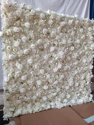 F198 Luxury Restaurant Wall Backdrop Decor Burgundy Flower Mat Artificial 3D 5D Red Faux Silk Rose Flower Wall for Wedding Event - 8ft x 8ft , 4ft x 8ft , 10ft x 8ft , or Custom / 30 flower wall