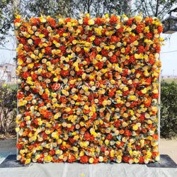 Wholesale Artificial Flower Wall 8ft X 8ft White Roll up Flower Wall Panel Silk Rose Wall Backdrop for Wedding Decoration - customizable / HQ187