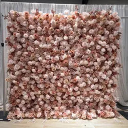 Customize Handmade Realistic 5D Roll Cloth Artificial Silk Rose Flower Wall Wedding Back School Eco-friendly Decor Panel - Medium / 10#