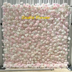 O-W011 8ft X 8ft  Roll up Cloth Flower Wall Backdrop Events Wedding Decor Artificial Flowers Wall Silk Rose Wall Flower Decor - 60cm x 40cm,8ft *8ft, 10ft*10ft / #045