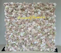 8x8 ft Silk Flower Wall Panel Square Artificial Floral Backdrop for Wedding Hotel Banquet Event Decoration - 8ft*8ft / Pink 3