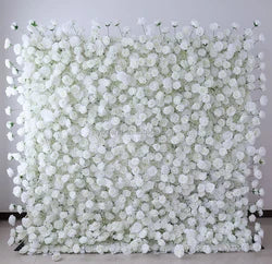 A01 Custom Pink White Floral Wall Panel Backdrop 3D 5D Roll up Zipper Fabric Artificial Silk Rose Flower Wall for Wedding Decor - #2 441
