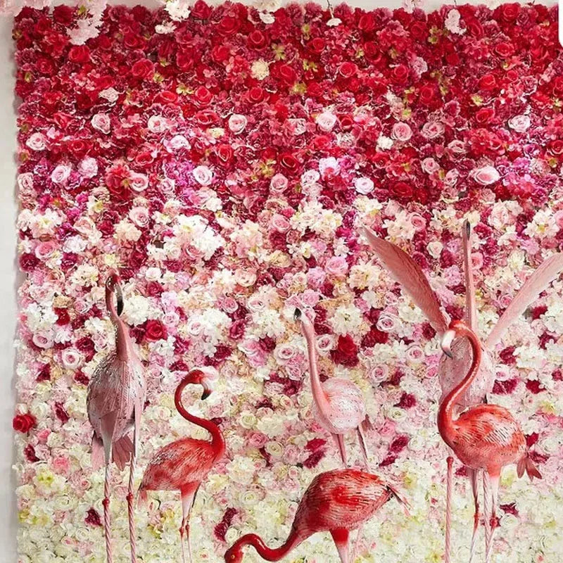 Decoration Artificial Rose Flower Wall 3D Effect Wedding Stage Pink Flower Wall Panel for Party Backdrop