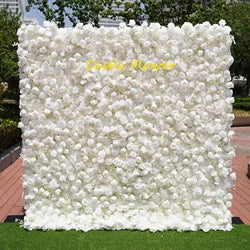 O-W011 8ft X 8ft  Roll up Cloth Flower Wall Backdrop Events Wedding Decor Artificial Flowers Wall Silk Rose Wall Flower Decor - 60cm x 40cm,8ft *8ft, 10ft*10ft / #040