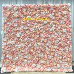 L-R513 Custom High Quality Wholesale 5D Pink Mixed Flowers for Wedding Party Decoration, Best Selling Artificial Flower Wall - 8ft*8ft, 10ft*10ft, Customized / FW514
