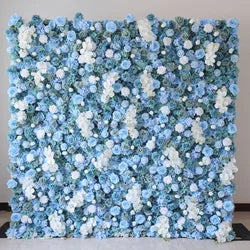 EG-M041 5D 8ft X 8ft Roll up Fabric Flower Wall Artificial Rose White Flower Wall for Wedding Backdrop Decoration - 1 Square Meter / Purple 05