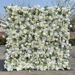 W-B041 New Purple Flower Wall 5D Rolled up Backdrop Flower Wall Party Wedding Decorative Flowers Wall for Birthday Party - 8ft*8ft, 10ft*10ft, custome / FW743