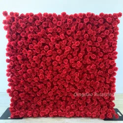 Factory Wholesale Price Silk Artificial High Quality Flower Wall Stand 8ft Customizable Size Wedding Backdrop Decor