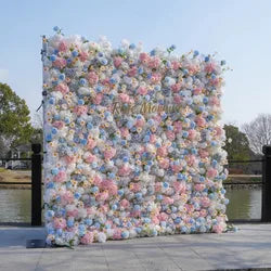 Wholesale Cloth Base Artificial Rose Flower Wall Background Wedding Decoration Sign-in Flower Row for Reception Flower Wall - 1*1m(3.28*3.28ft) / dark rose 15