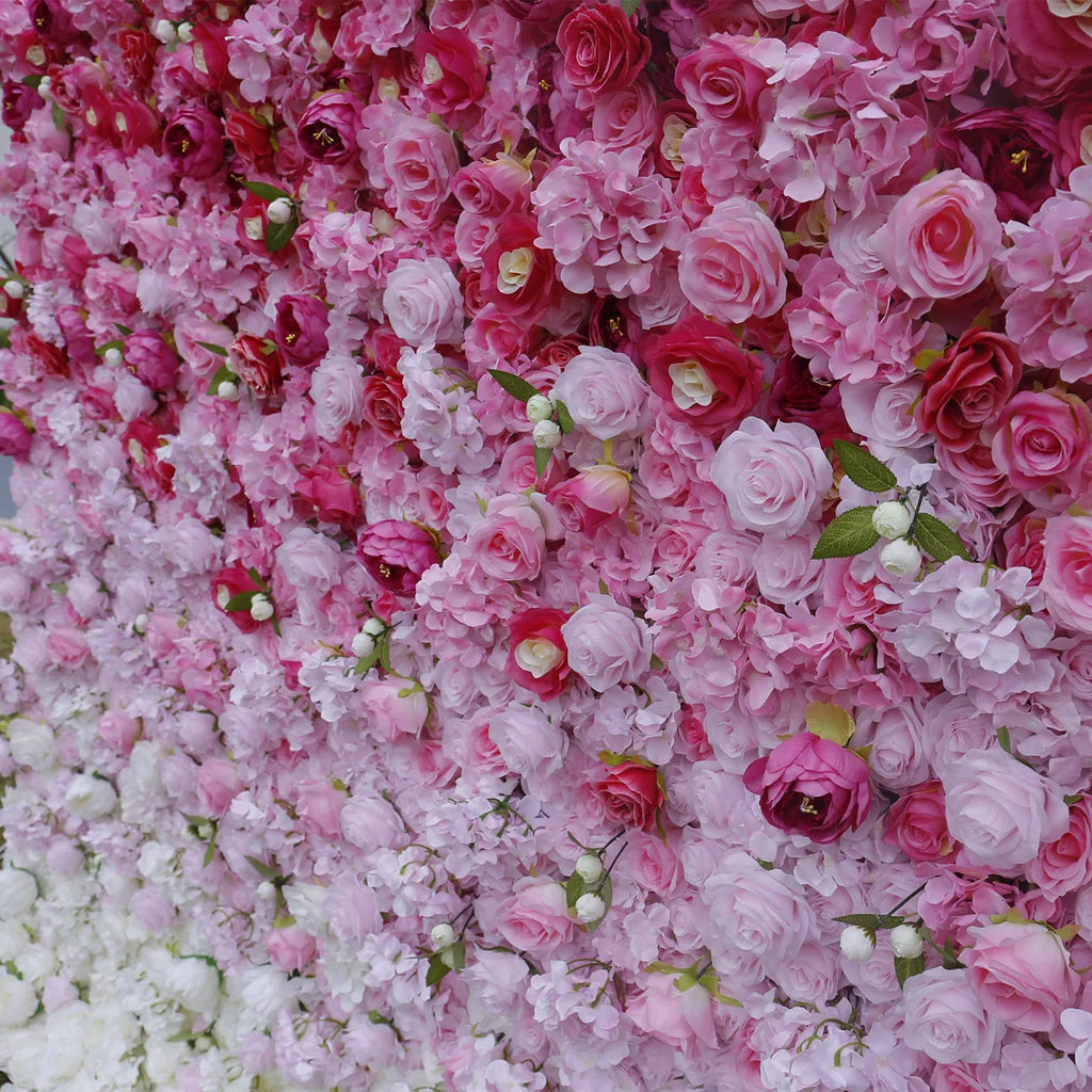 5D Red Rose Flower Wall Artificial Floral Backdrop Roll up Wedding Party Decoration