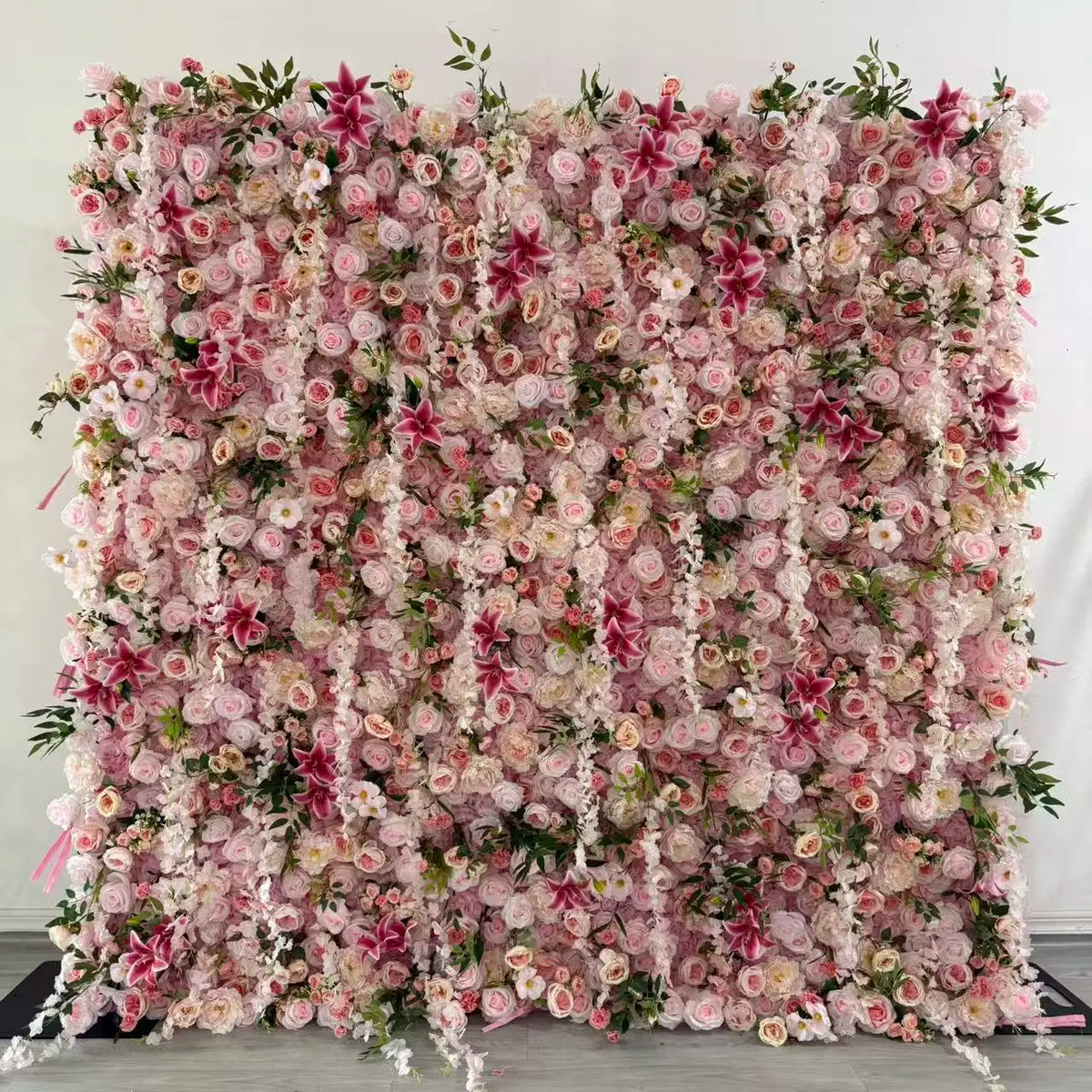 Flowerwall Spun Silk 3D  Flowers Wall Backdrop Roll UpRoses  Modern Handmade Lightweight Long-Lasting Wall Panel Background