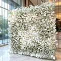 White Baby Breath Rose Artificial Flower Wall Backdrop Roll up 5D Simulation Floral Wall Wedding Banquet Hall Event Photo