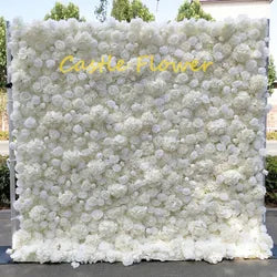 Custom OEM ODM Artificial Flower Wall 3D Mixed Silk Artificial Flowers Handmade Roll up Backdrop for Wedding Event Party Decor
