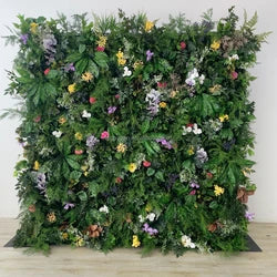 White Baby Breath Rose Artificial Flower Wall Backdrop Roll up 5D Simulation Floral Wall Wedding Banquet Hall Event Photo - 1*1ft / #27
