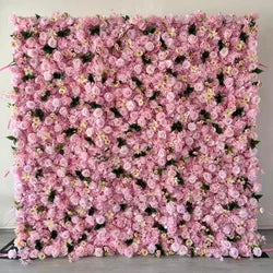 High-End Pink Fabric-Backed Artificial Flower Wall | Wedding Backdrop & Photography Background for Bridal Decoration - Large / Style 1 | Price per Square Meter