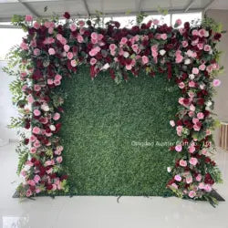 High Quality 3D Silk Floral Panel Custom 5D/8D Artificial Rose Flower Wall Wedding Christmas Graduation Stage Background - #4