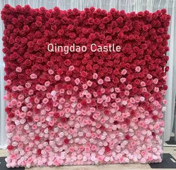 O-W011 8ft X 8ft  Roll up Cloth Flower Wall Backdrop Events Wedding Decor Artificial Flowers Wall Silk Rose Wall Flower Decor - 60cm x 40cm,8ft *8ft, 10ft*10ft / #021