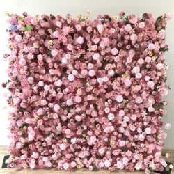 White Baby Breath Rose Artificial Flower Wall Backdrop Roll up 5D Simulation Floral Wall Wedding Banquet Hall Event Photo - 1*1ft / #3