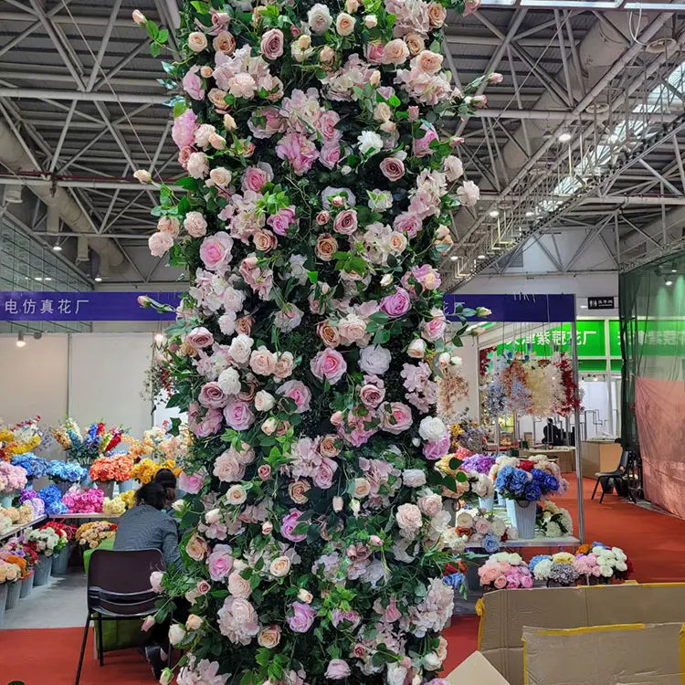 New Design 40x60cm Plastic Grid Artificial Flower Wall 3d Wedding Flower Wall Panel Backdrop