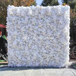 DKB Custom Wedding Decoration Roll up Flower Wall 3D Floral Cloth Flower Wall White Rose Flower Wall Backdrop for Wedding Decor - 8*8 feet or Custom Sizes / HQ246