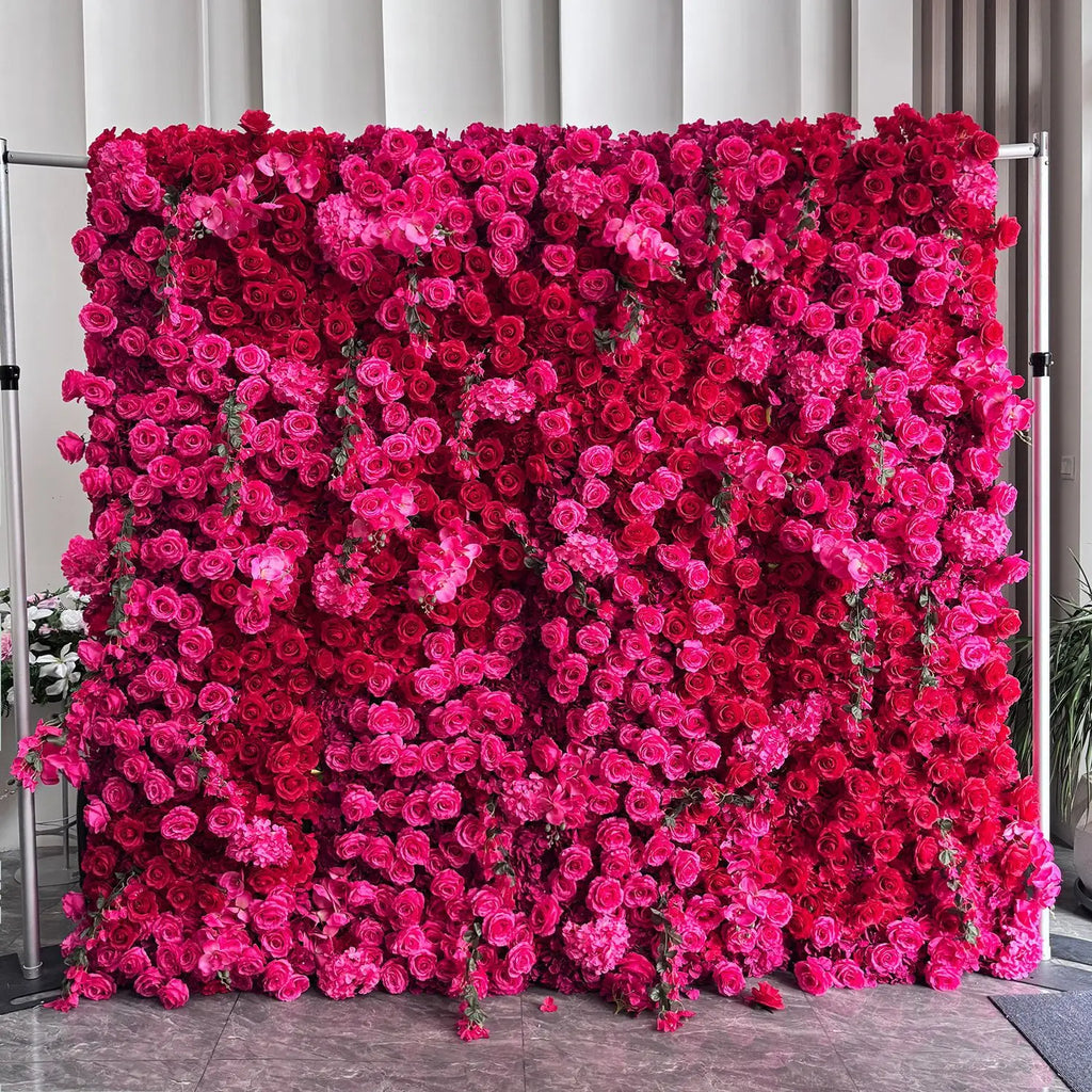 High-density Cloth-based Flower Wall pink Background Wall Three-dimensional Simulated Flower Wall for Wedding Decoration