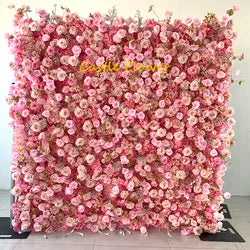 Custom OEM ODM Artificial Flower Wall 3D Mixed Silk Artificial Flowers Handmade Roll up Backdrop for Wedding Event Party Decor - 8ft*8ft, 10ft*10ft, Customized / FW735