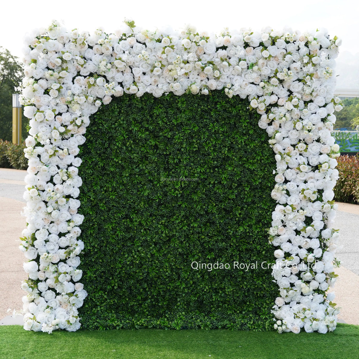 Custom 3d Roll up Fabric Cloth Base Pink Silk Rose Flowerwall Backdrop Panel Decor Artificial Flower Wall for Wedding Decor