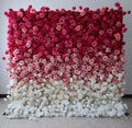 A01 Custom Pink White Floral Wall Panel Backdrop 3D 5D Roll up Zipper Fabric Artificial Silk Rose Flower Wall for Wedding Decor
