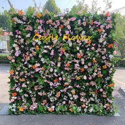 Custom OEM ODM Artificial Flower Wall 3D Mixed Silk Artificial Flowers Handmade Roll up Backdrop for Wedding Event Party Decor - 8ft*8ft, 10ft*10ft, Customized / FW690