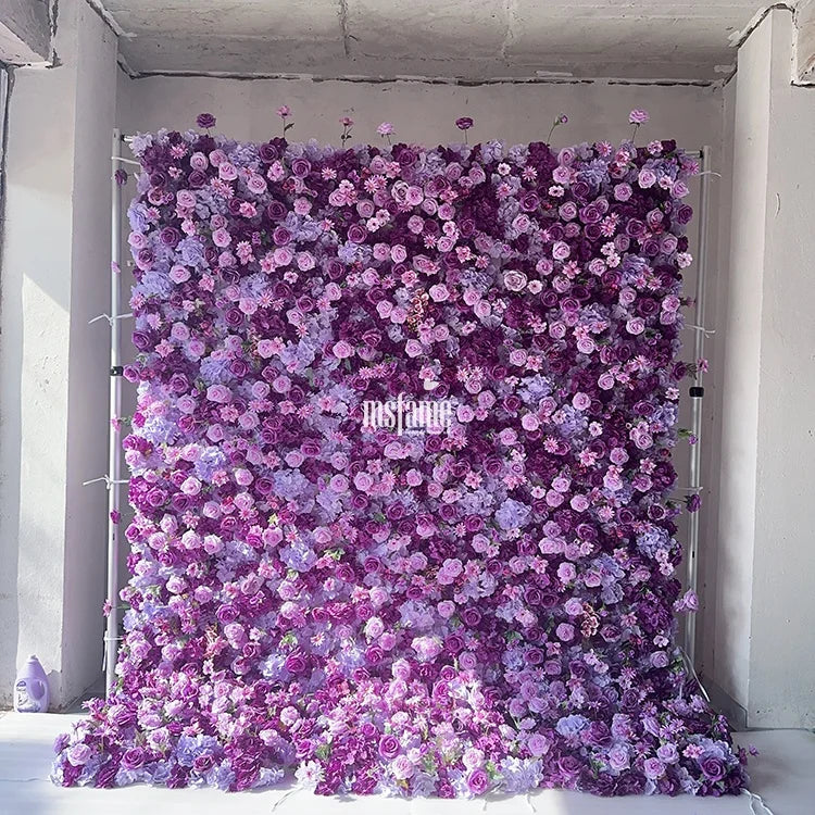 MSFAME Hydrangea Flowers Walls Lavender White Lilac 3D Backdrop Purple Flower Wall Decor