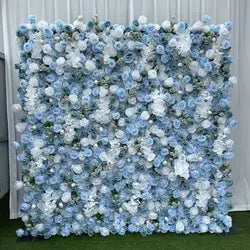 Pink White Rose Gradient Artificial Flower Background Wall Red Gradient Roses Net Red Punch Card Rose Hydrangea Flower Wall - One square unit / Red-style 19