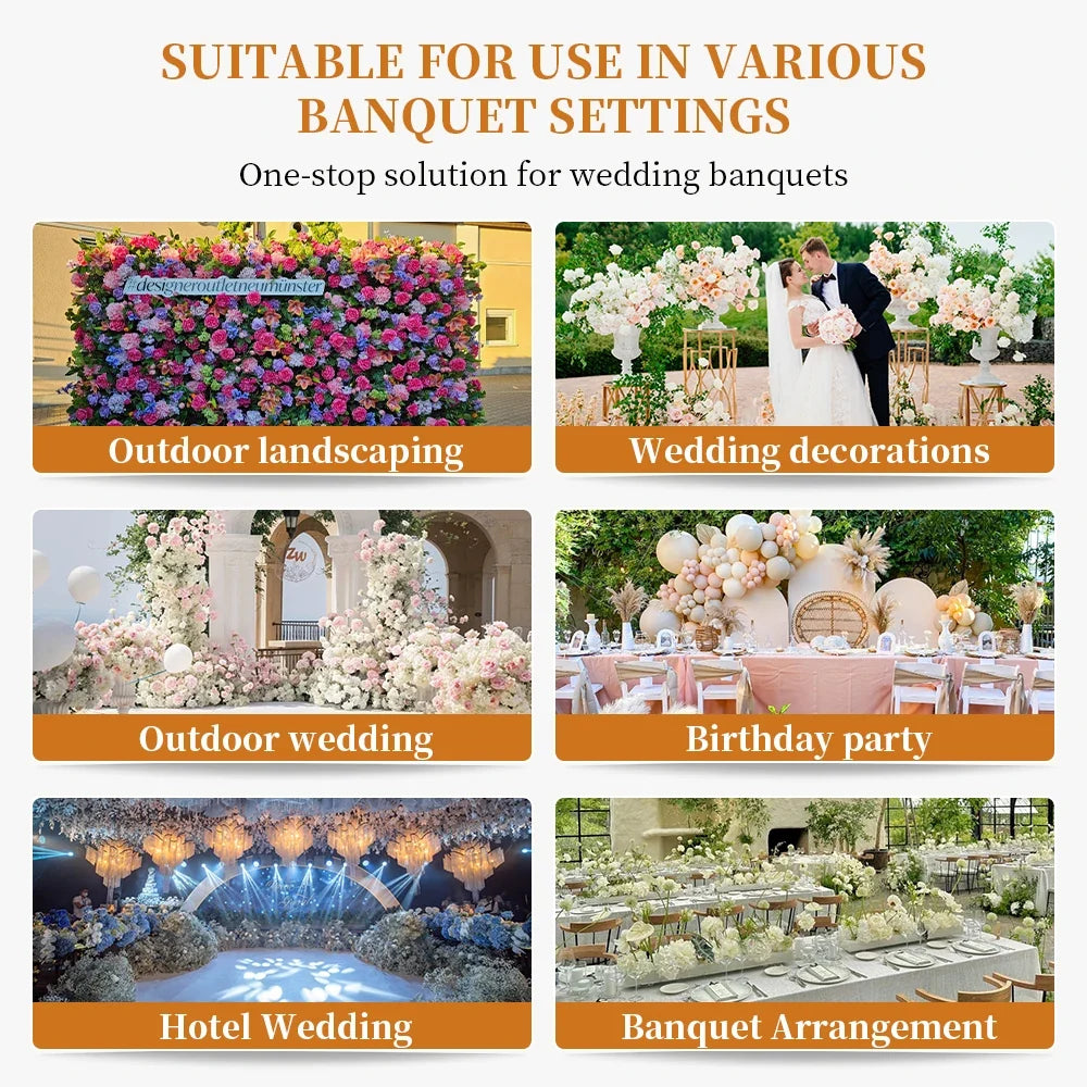 DKB Custom Wedding Decoration Roll up Flower Wall 3D Floral Cloth Flower Wall White Rose Flower Wall Backdrop for Wedding Decor