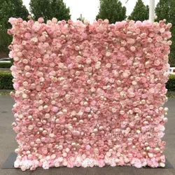 8x8ft Eco-Friendly Modern Wedding Backdrop Decor Pink Floral 3D Roll up Artificial Silk Rose Flower Wall Panel for Party Events - 100x100cm(39.37x39.37in) / 21#