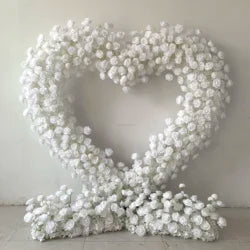 White Baby Breath Rose Artificial Flower Wall Backdrop Roll up 5D Simulation Floral Wall Wedding Banquet Hall Event Photo - 1*1ft / 40