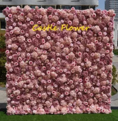 O-W011 8ft X 8ft  Roll up Cloth Flower Wall Backdrop Events Wedding Decor Artificial Flowers Wall Silk Rose Wall Flower Decor - 60cm x 40cm,8ft *8ft, 10ft*10ft / #023
