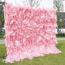 F198 Luxury Restaurant Wall Backdrop Decor Burgundy Flower Mat Artificial 3D 5D Red Faux Silk Rose Flower Wall for Wedding Event - 8ft x 8ft , 4ft x 8ft , 10ft x 8ft , or Custom / 34 flower wall