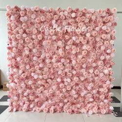 O-W011 8ft X 8ft  Roll up Cloth Flower Wall Backdrop Events Wedding Decor Artificial Flowers Wall Silk Rose Wall Flower Decor - 60cm x 40cm,8ft *8ft, 10ft*10ft / #020