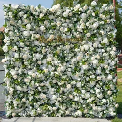 Wedding Party Event Decor  Flower Wall Panel  3D Roll up Fabric Cloth Artificial Silk Rose Flower Wall Backdrop - 1*1m   12