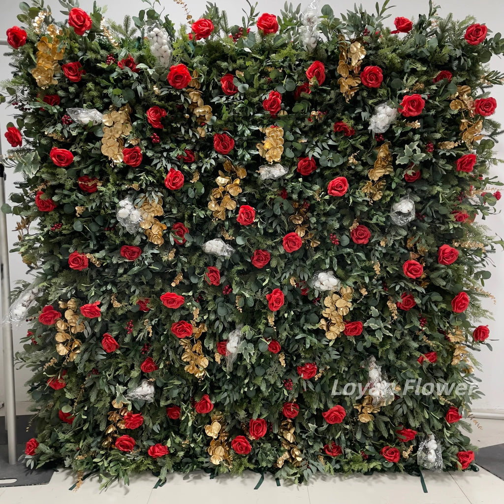 8ft X 8ft Floral Wall Panel Red Rose Flower Wall Backdrop Wedding Supplies 3D Style Silk Flower Decorations