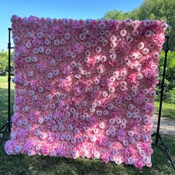 Wedding Road Layout Silk Flower Pink Flower Wall Wedding Background Wall High Quality - Pink - MYQ09 / 120*240cm(47.24*94.49in)