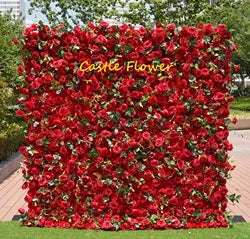 O-W011 8ft X 8ft  Roll up Cloth Flower Wall Backdrop Events Wedding Decor Artificial Flowers Wall Silk Rose Wall Flower Decor - 60cm x 40cm,8ft *8ft, 10ft*10ft / #048