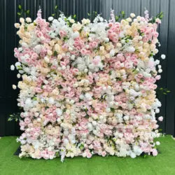 Hot Selling 8ft X 8ft Colorful Artificial Flower Wall Panel Wedding Backdrop with Floral Arrangement - Small / #2 Colorful