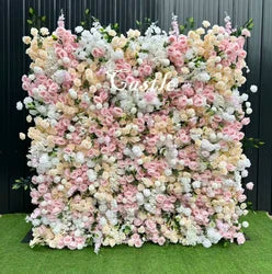 W-B041 New Purple Flower Wall 5D Rolled up Backdrop Flower Wall Party Wedding Decorative Flowers Wall for Birthday Party - 8ft*8ft, 10ft*10ft, custome / FW559