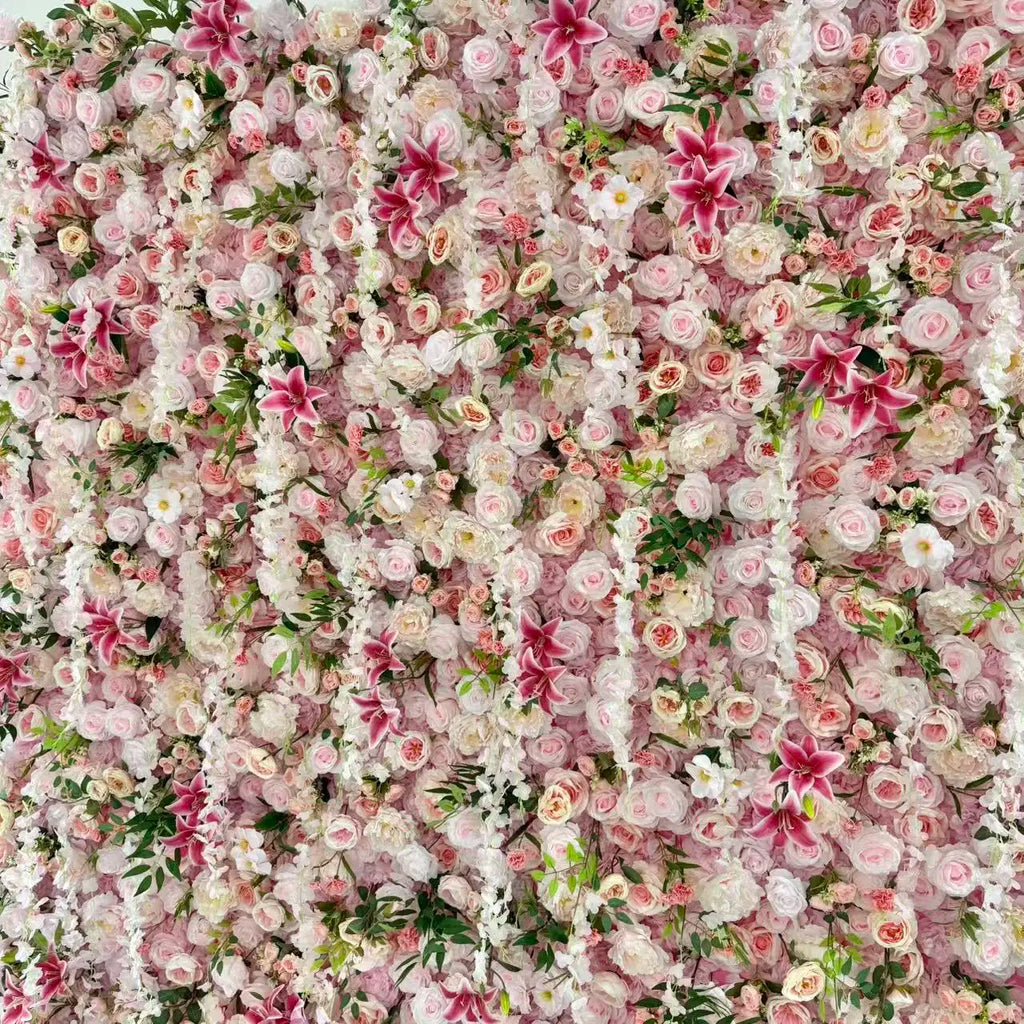 Flowerwall Spun Silk 3D  Flowers Wall Backdrop Roll UpRoses  Modern Handmade Lightweight Long-Lasting Wall Panel Background