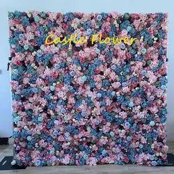 O-W011 8ft X 8ft  Roll up Cloth Flower Wall Backdrop Events Wedding Decor Artificial Flowers Wall Silk Rose Wall Flower Decor - 60cm x 40cm,8ft *8ft, 10ft*10ft / #034