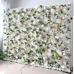 Pink White Rose Gradient Artificial Flower Background Wall Red Gradient Roses Net Red Punch Card Rose Hydrangea Flower Wall - One square unit / Pink one square unit price