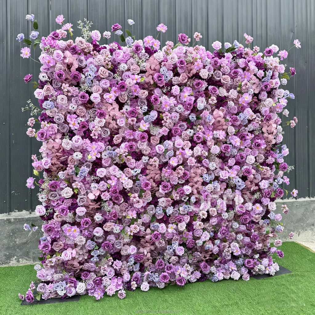 8x8ft Silk Handmade Rose Wall Artificial Flower 3D Wall Decor Roll Panel for Wedding Christmas Valentine's Day